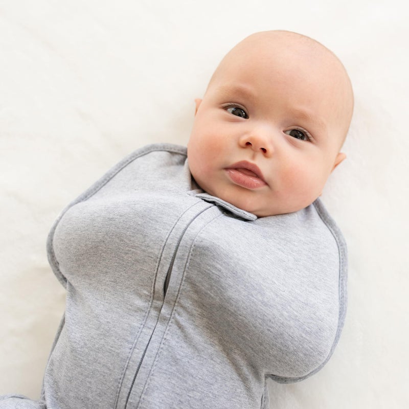 Woombie Original Baby Swaddling Blanket - Self-Soothing, Cotton Baby Swaddle with Zipper - Wearable Newborn Blanket, Sleepy Grey Chevron, 5-13 lbs - Image 3